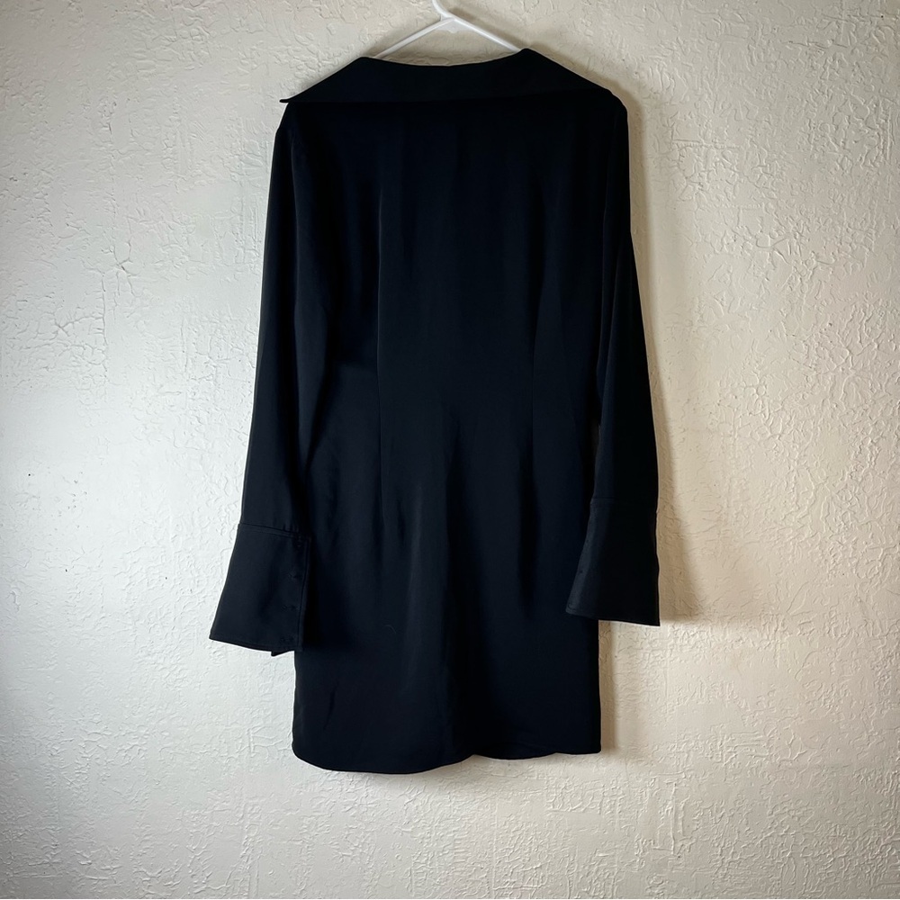 L’Academie Karolina Faux Wrap Shirt Dress – Black | Size L - Picture 9 of 13